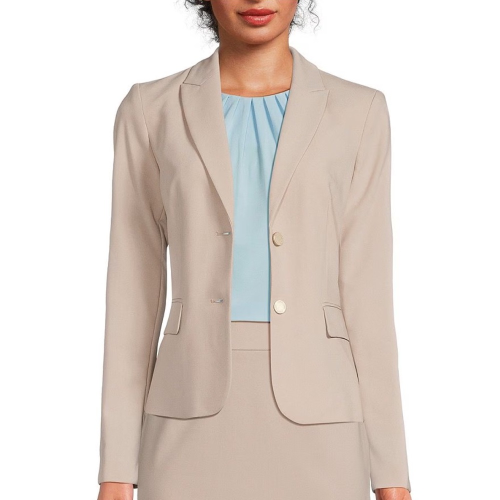 Calvin Klein-Petite size notch collar long sleeve jacket
